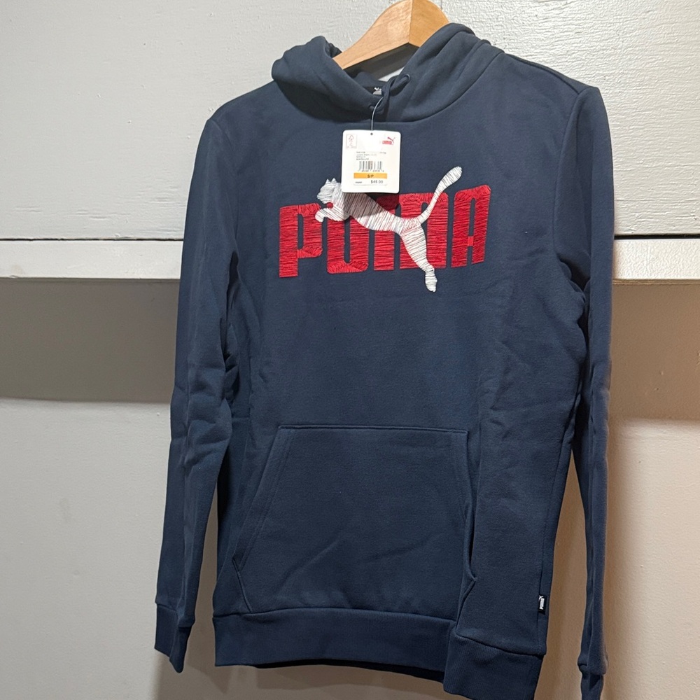 NWT Puma Dark Blue Sweatshirt with Vibrant Red Logo